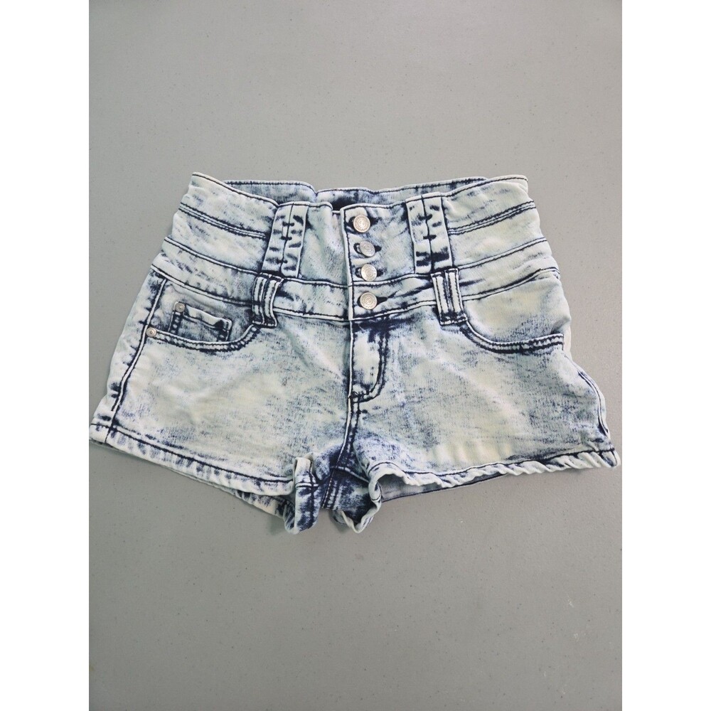Harmony & Havoc sz 9 High Waist Button Acid Wash Festival Denim Jean Shorts